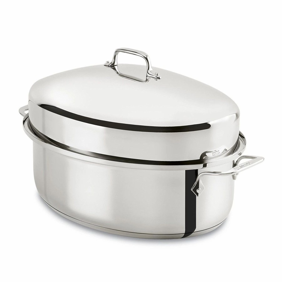 Frying, Grilling & Cooking * | All-Clad Stainless Steel Covered Oval Roaster & Rack | 10 Qt.