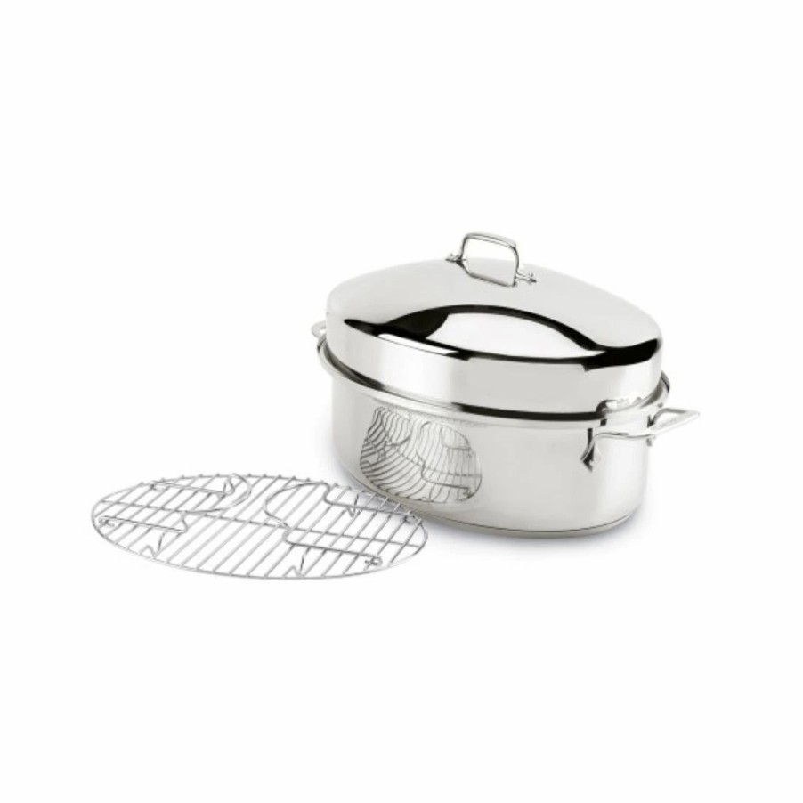 Frying, Grilling & Cooking * | All-Clad Stainless Steel Covered Oval Roaster & Rack | 10 Qt.