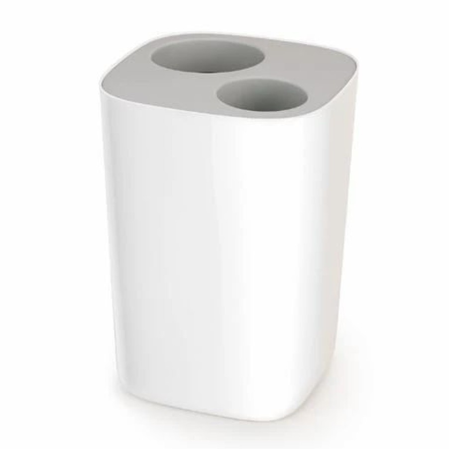 Bathroom Accessories * | Joseph Joseph Split Bathroom Waste Separation Bin Grey