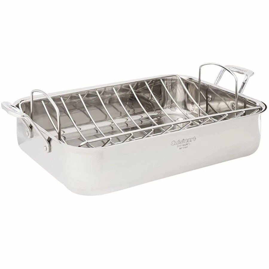 Frying, Grilling & Cooking * | Cuisinart Chef'S Classic Stainless Steel 16 Rectangular Roaster With Rack