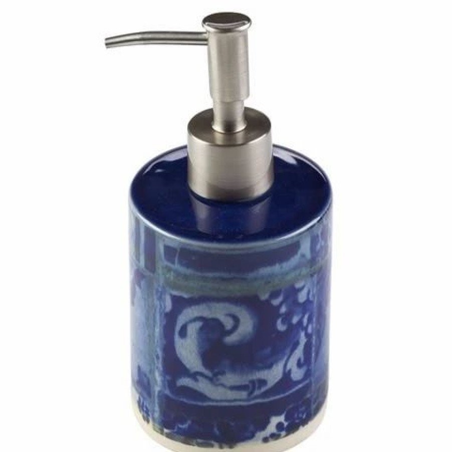 Bathroom Accessories * | Costa Nova Lisboa Blue Tile Lotion Pump 11Cm