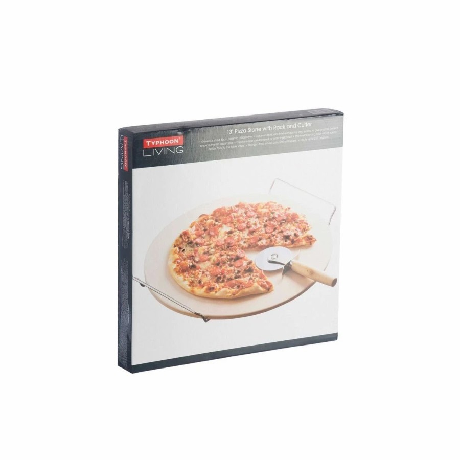 Specialty * | Typhoon Living Collection Pizza Stone With Rack & Cutter | 13