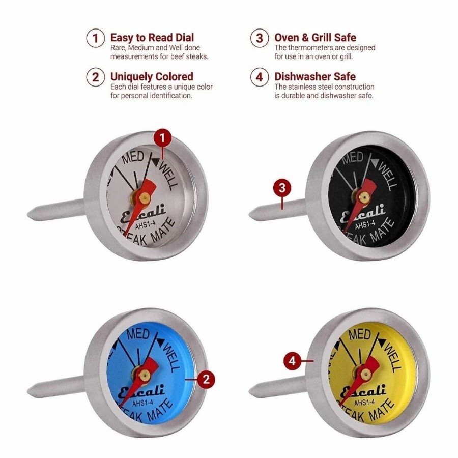 Specialty * | Escali Easy Read Steak Thermometer Set (Set Of 4)