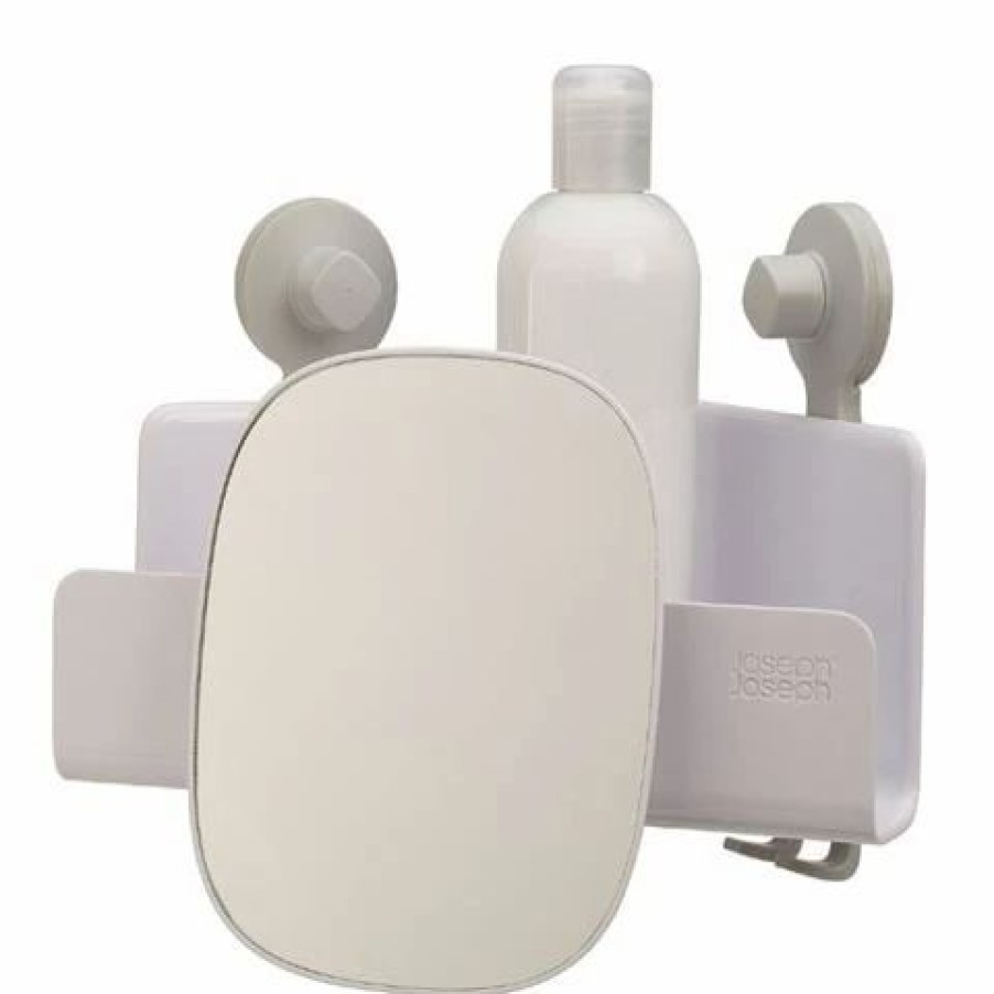 Bathroom Accessories * | Joseph Joseph Easy Store Corner Shower Caddy W/Mirror Wht